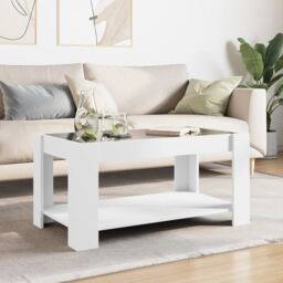 Berkfield Home Coffee Table with LED White 93x53x45 cm Engineered Wood - Size: 93 x 53 x 45 cm - thumbnail 4