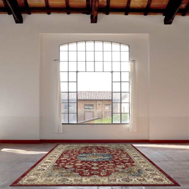 The Rug Shop UK Red Traditional Easy to Clean Machine Made Border Floral Area Rug - Size: 160 cm x 230 cm - image 1