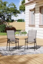 Living and Home Metallic-Frame Outdoor Foldable Chairs Set of 2 in Black - thumbnail 2