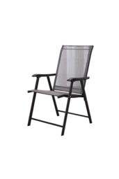 Living and Home Metallic-Frame Outdoor Foldable Chairs Set of 2 in Black - thumbnail 5