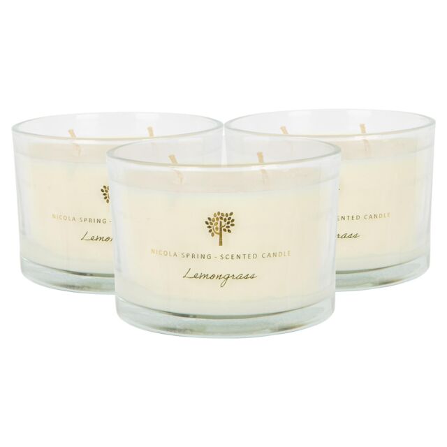 Nicola Spring 350g Lemongrass Soy Candles - Pack of 3 - Double Wick Jars in Clear - image 1