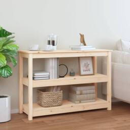 Berkfield Home Beautiful Console Table 110x40x74 cm Solid Wood Pine in Light Tan - Size: 110 x 40 x 74 cm - thumbnail 2