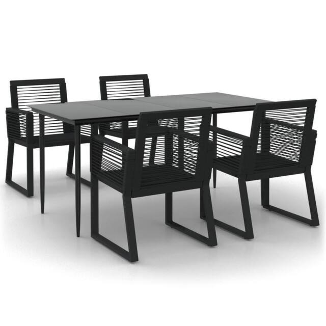 Berkfield Home 5 Piece Garden Dining Set Black PVC Rattan - image 1