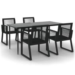 Berkfield Home 5 Piece Garden Dining Set Black PVC Rattan - thumbnail 1