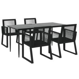 Berkfield Home 5 Piece Garden Dining Set Black PVC Rattan - thumbnail 3