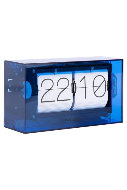 PRESENT TIME Karlsson Table Clock Acrylic Boxed Flip - Dark Blue - image 1