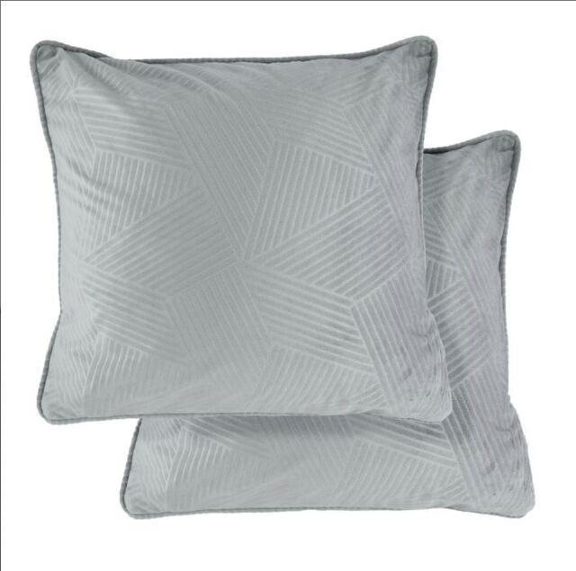 New Edge Blinds Deco Collection Soft Velvet Geometric Cushion Cover in Silver - Size: 43 cm x 43 cm - image 1