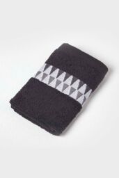 Homescapes Geometric 100% Cotton Towel in Black - thumbnail 2