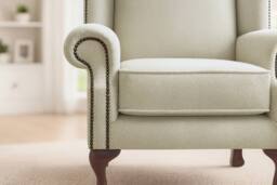Somnior Hudson Sherpa Fabric Wingback Accent Arm Chair Manufactured in UK in Cream - Size: 1 Seater - thumbnail 3