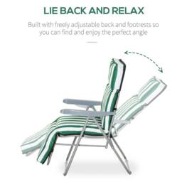 OUTSUNNY Set of 2 Adjustable Sun Lounger Recliner Reclining Seat in Green - thumbnail 4