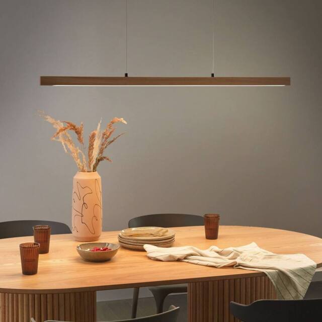 Wyld and Coco Pendant LED Lamp - Remote Dimming Light Oak Wood in Brown - image 1