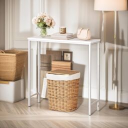 FURNOS Industrial Slim Console Table for Hallway Living Room in White - thumbnail 2