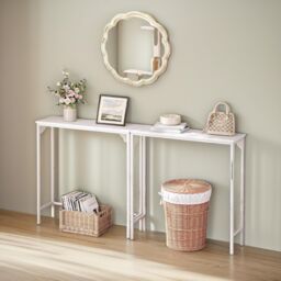 FURNOS Industrial Slim Console Table for Hallway Living Room in White - thumbnail 5