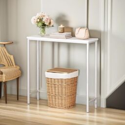 FURNOS Industrial Slim Console Table for Hallway Living Room in White - thumbnail 1