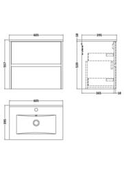 Balterley Chartley 2 Drawer Wall Hung Vanity Basin Unit, Graphite Grey, 600mm in Grey - thumbnail 5