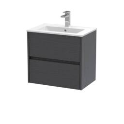 Balterley Chartley 2 Drawer Wall Hung Vanity Basin Unit, Graphite Grey, 600mm in Grey