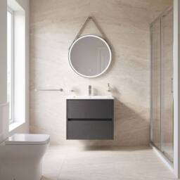 Balterley Chartley 2 Drawer Wall Hung Vanity Basin Unit, Graphite Grey, 600mm in Grey - thumbnail 4