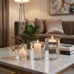 SPETLEK lear Glass Candle Holder Set of 3 Modern Cube in Clear - Size: 100 cm x 15 cm - thumbnail 6