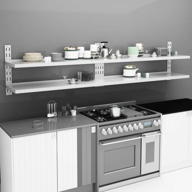 Berkfield Home 2-Tier Floating Wall Shelves 2 pcs Stainless Steel 300x30 cm in Grey - image 1