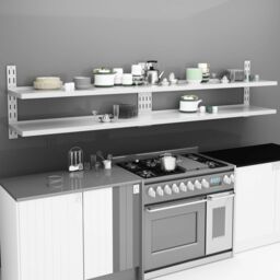 Berkfield Home 2-Tier Floating Wall Shelves 2 pcs Stainless Steel 300x30 cm in Grey - thumbnail 1