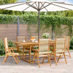 Berkfield Home 7 Piece Garden Dining Set Beige Polypropylene & Solid Wood