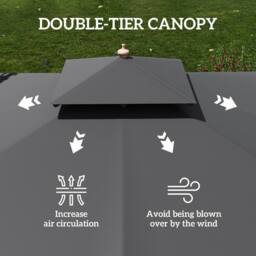 OUTSUNNY 3(m) Wood Square Umbrella Garden Market Parasol Sunshade Black - thumbnail 5