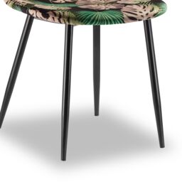 VonHaus Upholstered Cushioned Tropical Palm Leaf Print Dining Chairs Set in Black - Size: 6 Pack - thumbnail 8