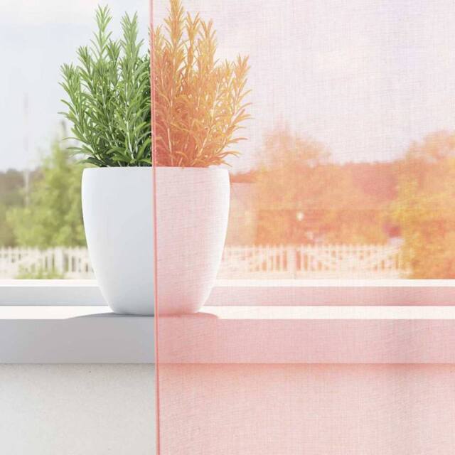 Berkfield Home Voile Curtains with Rod Pockets 2 pcs Pink - image 1