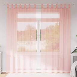 Berkfield Home Voile Curtains with Rod Pockets 2 pcs Pink - thumbnail 2