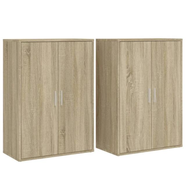 Berkfield Home Sideboards 2 pcs Sonoma Oak 60x31x84 cm Engineered Wood in Light Brown - Size: 60 x 31 x 84 cm - image 1