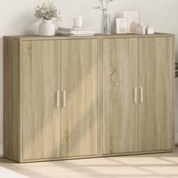 Berkfield Home Sideboards 2 pcs Sonoma Oak 60x31x84 cm Engineered Wood in Light Brown - Size: 60 x 31 x 84 cm - thumbnail 2