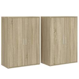 Berkfield Home Sideboards 2 pcs Sonoma Oak 60x31x84 cm Engineered Wood in Light Brown - Size: 60 x 31 x 84 cm - thumbnail 1