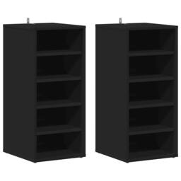 Berkfield Home Shoe Cabinets 2 pcs Black 31.5x35x70 cm Engineered Wood - thumbnail 3