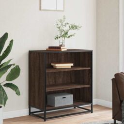 Berkfield Home Sideboard Brown Oak 68x35x76 cm Engineered Wood & Metal - Size: 68 x 35 x 76 cm - thumbnail 3