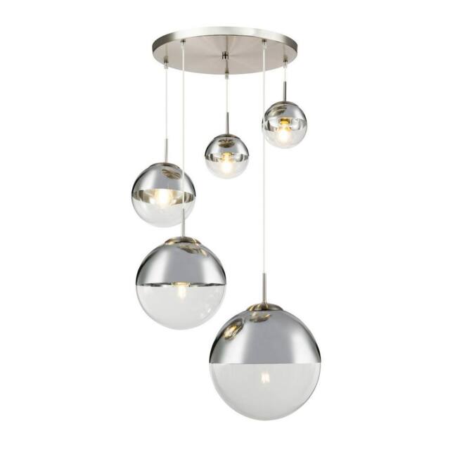 Netlighting Varus Cluster Pendant Nickel Matt Transparent Glass Shade 3x E27 in Grey - image 1