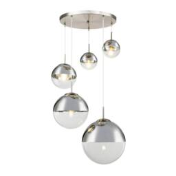 Netlighting Varus Cluster Pendant Nickel Matt Transparent Glass Shade 3x E27 in Grey - thumbnail 1