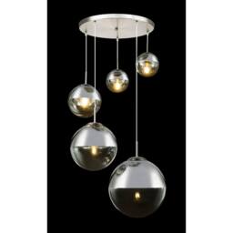 Netlighting Varus Cluster Pendant Nickel Matt Transparent Glass Shade 3x E27 in Grey - thumbnail 5