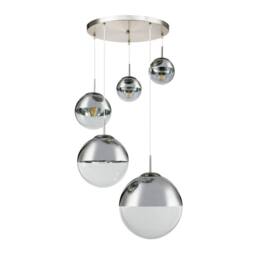 Netlighting Varus Cluster Pendant Nickel Matt Transparent Glass Shade 3x E27 in Grey - thumbnail 2