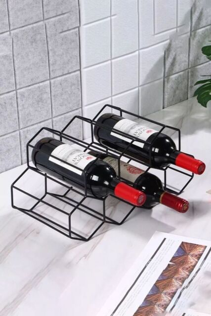 Living and Home Countertop Hexagon Beehive Wine Rack 7 Wine Bottle Holder in Black - image 1