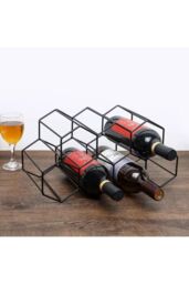 Living and Home Countertop Hexagon Beehive Wine Rack 7 Wine Bottle Holder in Black - thumbnail 4