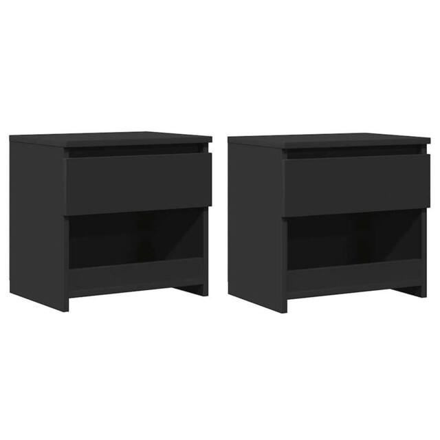 Berkfield Home Bedside Cabinets 2 pcs Black 40x30x39 cm Engineered Wood - Size: 40 x 30 x 39 cm - image 1