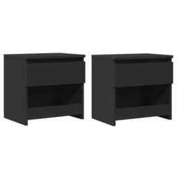 Berkfield Home Bedside Cabinets 2 pcs Black 40x30x39 cm Engineered Wood - Size: 40 x 30 x 39 cm - thumbnail 1
