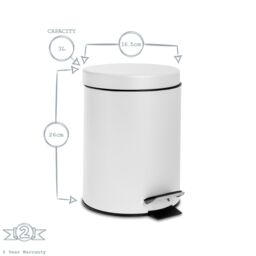 Harbour Housewares 2x Round Bathroom Pedal Bins - 3L Stainless Steel Slim Rubbish Dustbin in Blue - thumbnail 3