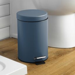 Harbour Housewares 2x Round Bathroom Pedal Bins - 3L Stainless Steel Slim Rubbish Dustbin in Blue - thumbnail 6