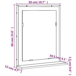 Berkfield Home Bathroom Mirror with Shelf Grey Sonoma 50x12x60 cm Engineered Wood - Size: 50 x 12 x 60 cm - thumbnail 9