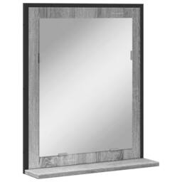 Berkfield Home Bathroom Mirror with Shelf Grey Sonoma 50x12x60 cm Engineered Wood - Size: 50 x 12 x 60 cm