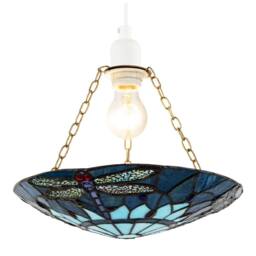 Happy Homewares Traditional Dragonfly Tiffany Glass Easy Fit Pendant Light Shade in Blue - thumbnail 2