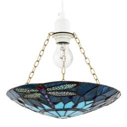 Happy Homewares Traditional Dragonfly Tiffany Glass Easy Fit Pendant Light Shade in Blue - thumbnail 1