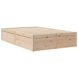 Berkfield Home Bed Frame without Mattress 135x190 cm Double Solid Wood Pine in Brown - thumbnail 6
