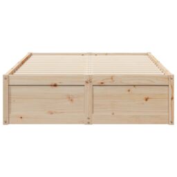 Berkfield Home Bed Frame without Mattress 135x190 cm Double Solid Wood Pine in Brown - thumbnail 4